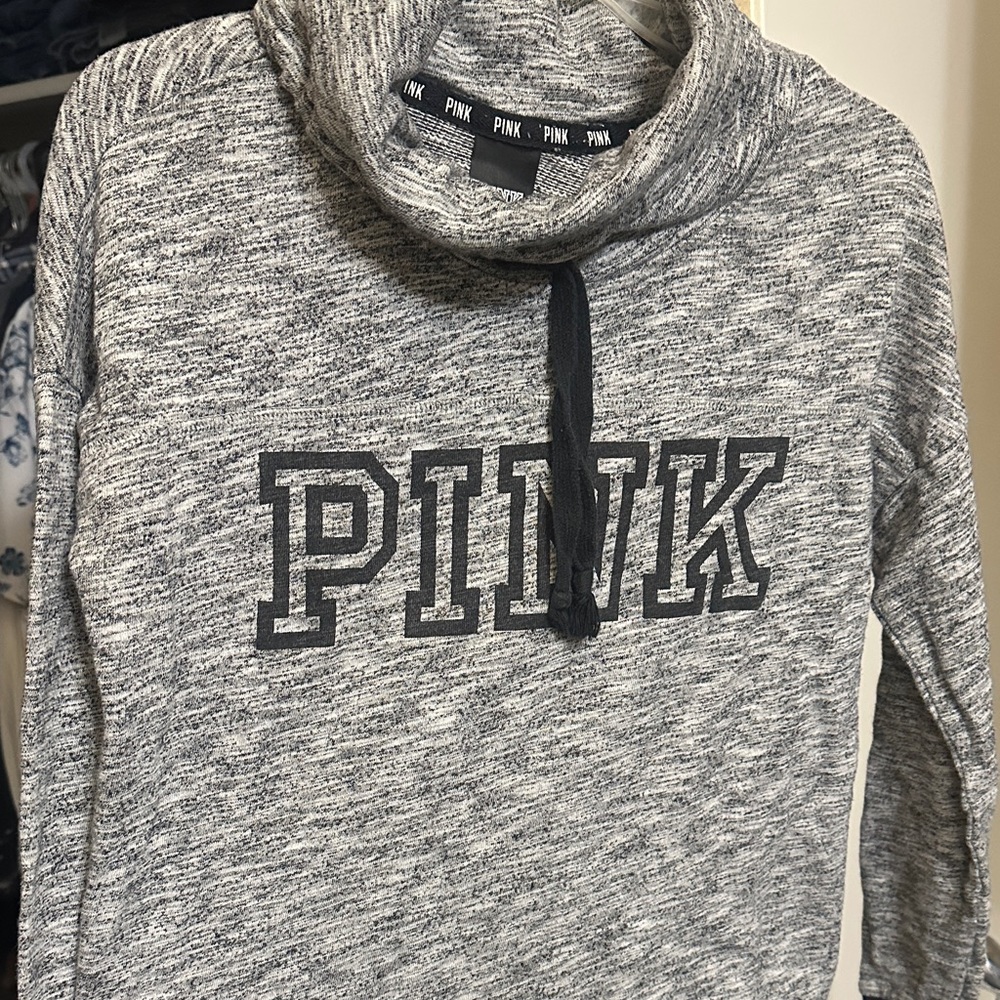 PINK Victoria's Secret Heathered Gray Cowl Neck Sweater
